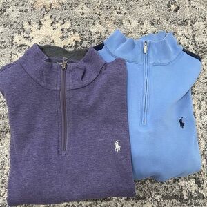 Men's Ralph Lauren Purple and Light Blue Quarter-Zip Pullovers
